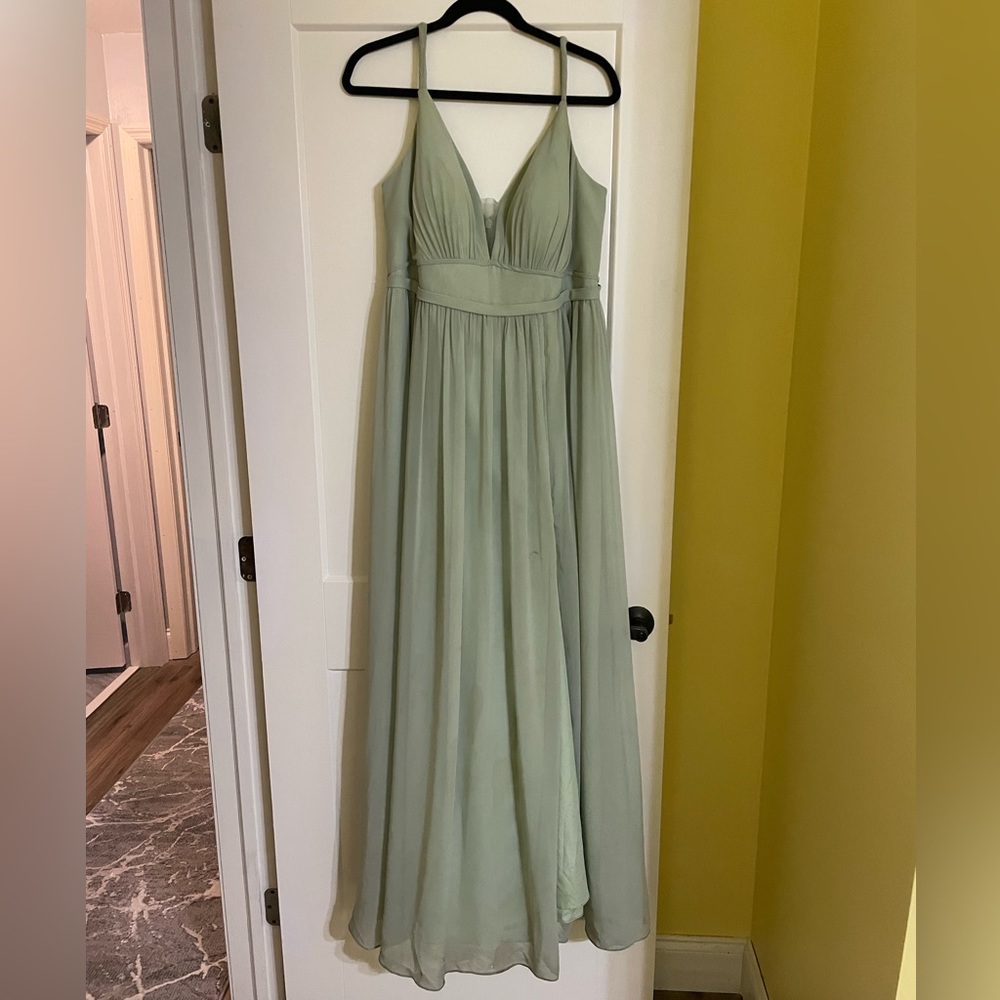 Dusty Sage Azazie Bridesmaid Dress Gown